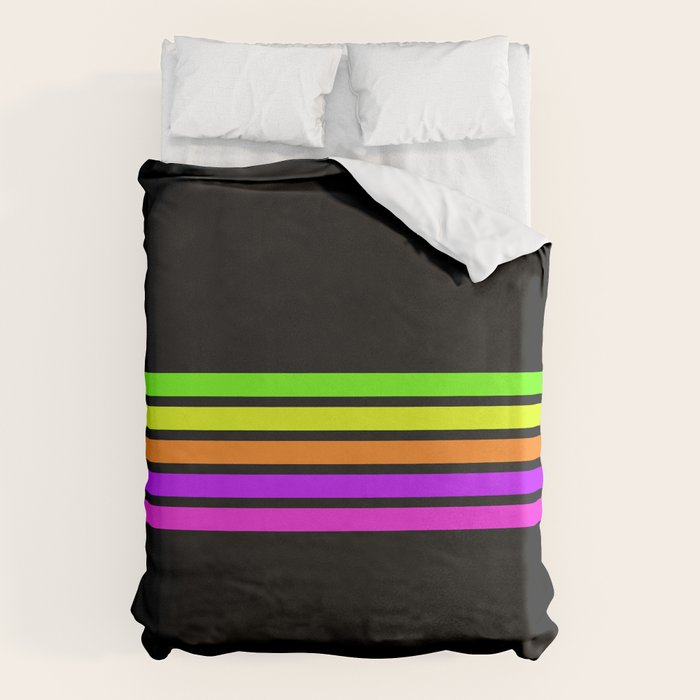 Abstract Minimal Retro Stripes 80s Neon Style - Nobutsuna Duvet Cover Gallery Image 1