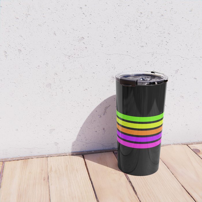 Abstract Minimal Retro Stripes 80s Neon Style - Nobutsuna Travel Mug Gallery Image 4