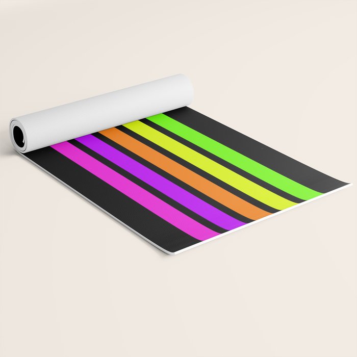 Abstract Minimal Retro Stripes 80s Neon Style - Nobutsuna Yoga Mat Gallery Image 2