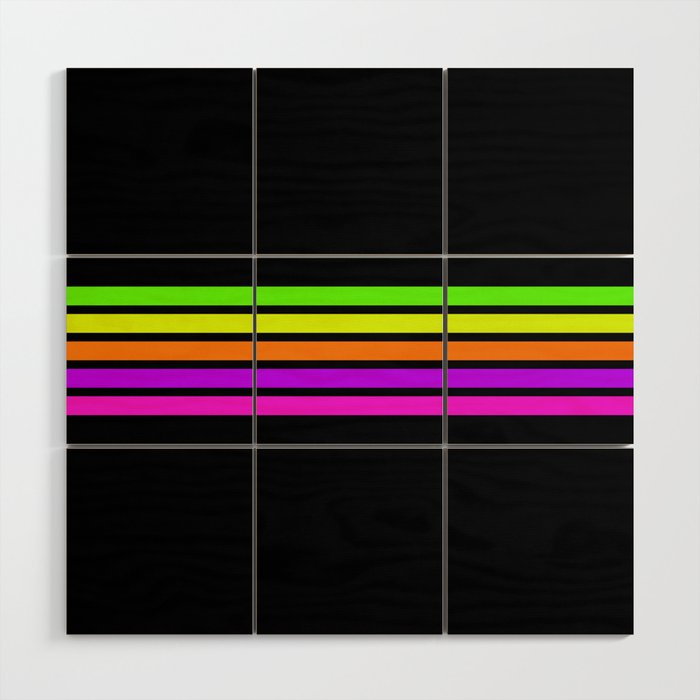 Abstract Minimal Retro Stripes 80s Neon Style - Nobutsuna Wood Wall Art Gallery Image 1