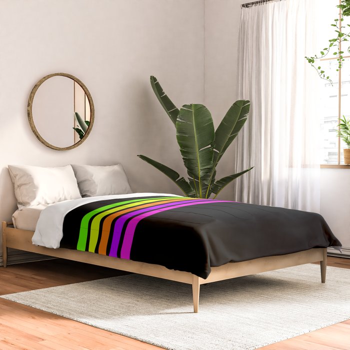 Abstract Minimal Retro Stripes 80s Neon Style - Nobutsuna Comforter Gallery Image 2