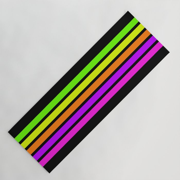 Abstract Minimal Retro Stripes 80s Neon Style - Nobutsuna Yoga Mat Gallery Image 1