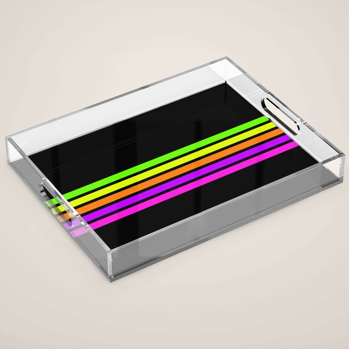 Abstract Minimal Retro Stripes 80s Neon Style - Nobutsuna Acrylic Tray Gallery Image 1
