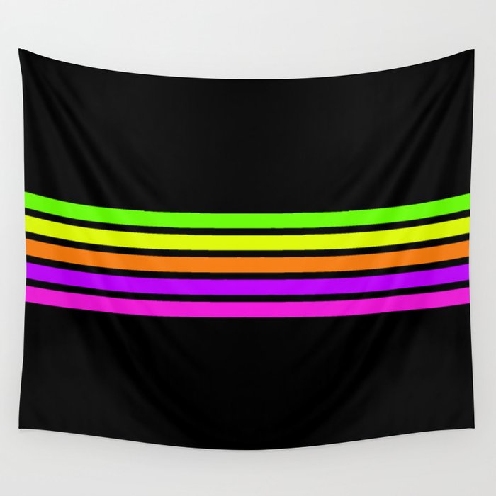 Abstract Minimal Retro Stripes 80s Neon Style - Nobutsuna Wall Tapestry Gallery Image 1