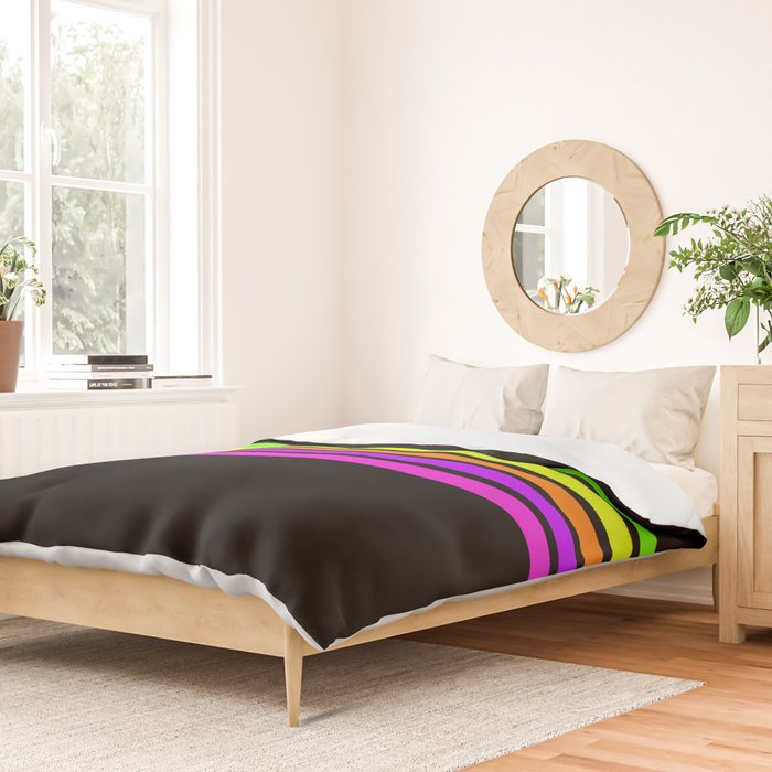 Abstract Minimal Retro Stripes 80s Neon Style - Nobutsuna Duvet Cover Gallery Image 2