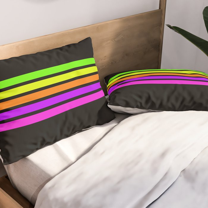 Abstract Minimal Retro Stripes 80s Neon Style - Nobutsuna Pillow Sham Gallery Image 2