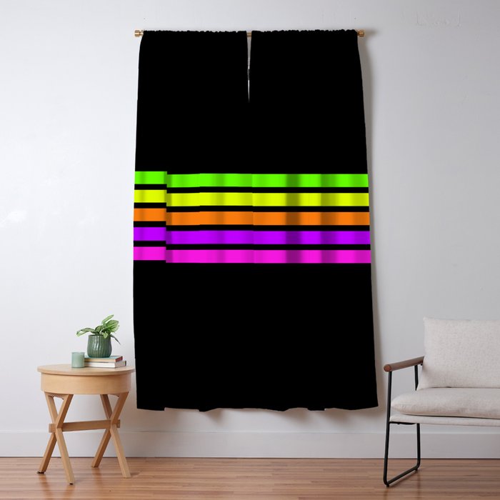 Abstract Minimal Retro Stripes 80s Neon Style - Nobutsuna Window Curtain Gallery Image 5