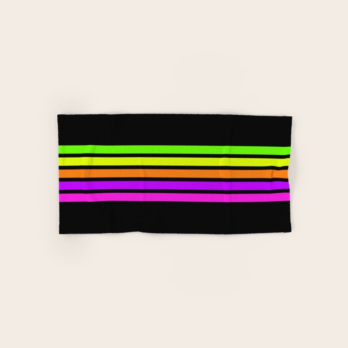 Abstract Minimal Retro Stripes 80s Neon Style - Nobutsuna Bath Towel Gallery Image 1