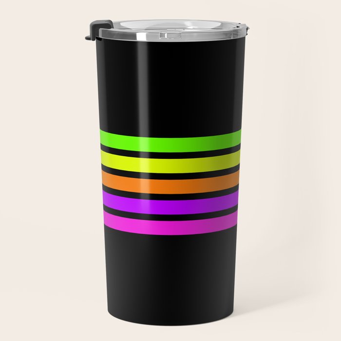 Abstract Minimal Retro Stripes 80s Neon Style - Nobutsuna Travel Mug Gallery Image 3