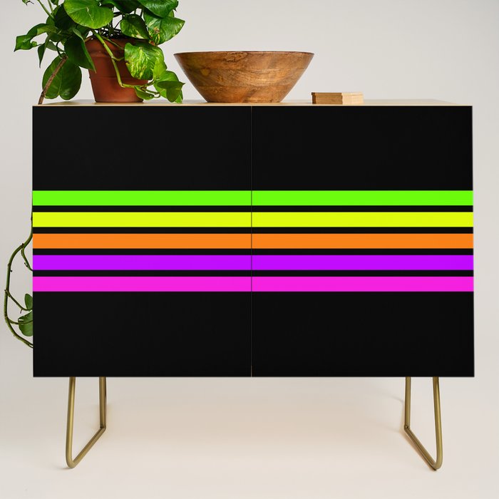 Abstract Minimal Retro Stripes 80s Neon Style - Nobutsuna Credenza Gallery Image 1