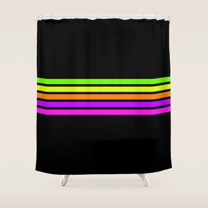 Abstract Minimal Retro Stripes 80s Neon Style - Nobutsuna Shower Curtain Gallery Image 1