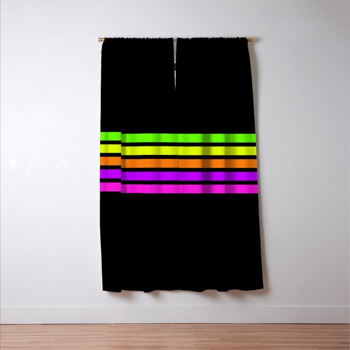 Abstract Minimal Retro Stripes 80s Neon Style - Nobutsuna Window Curtain Gallery Image 3