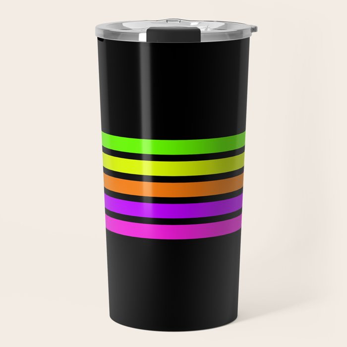 Abstract Minimal Retro Stripes 80s Neon Style - Nobutsuna Travel Mug Gallery Image 1