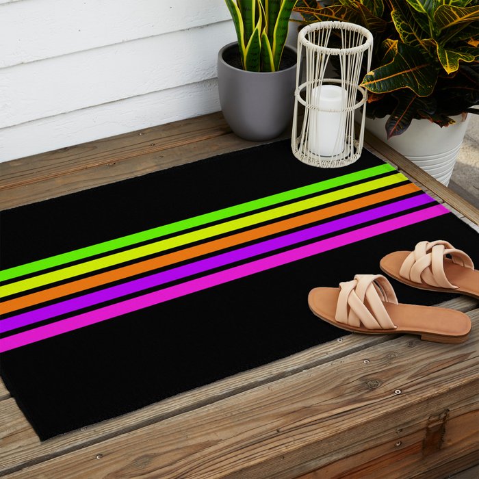 Abstract Minimal Retro Stripes 80s Neon Style - Nobutsuna Outdoor Rug Gallery Image 2