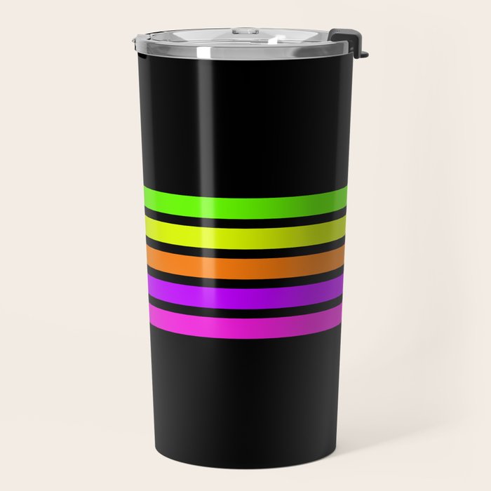 Abstract Minimal Retro Stripes 80s Neon Style - Nobutsuna Travel Mug Gallery Image 2