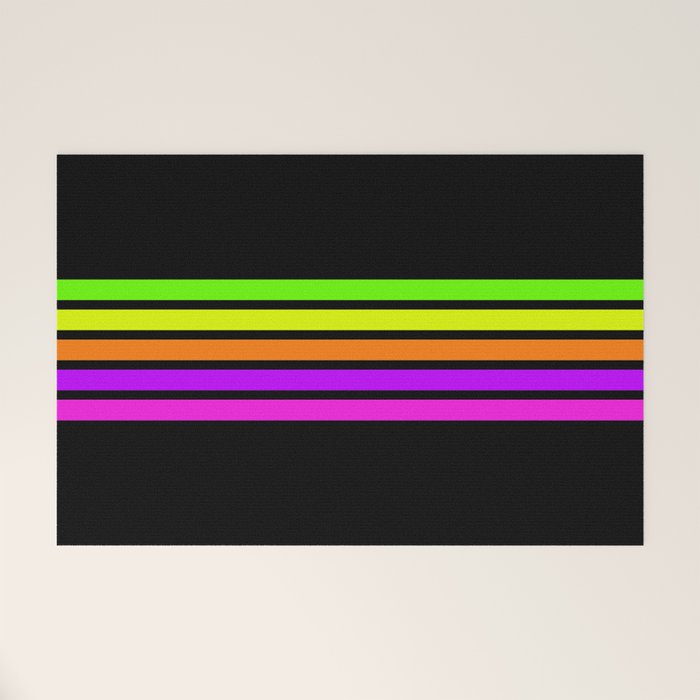 Abstract Minimal Retro Stripes 80s Neon Style - Nobutsuna Welcome Mat Gallery Image 1