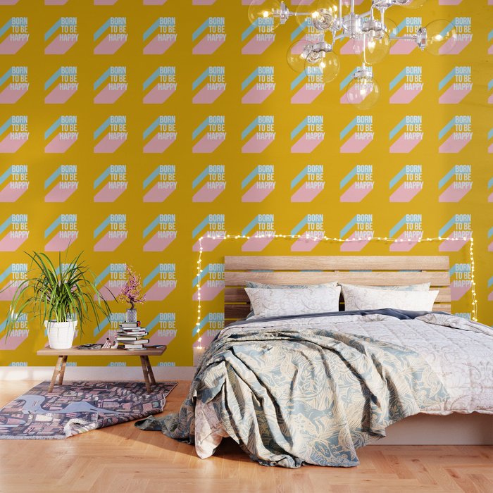 Born to be Happy - Positive Retro Typography  Wallpaper Gallery Image 1