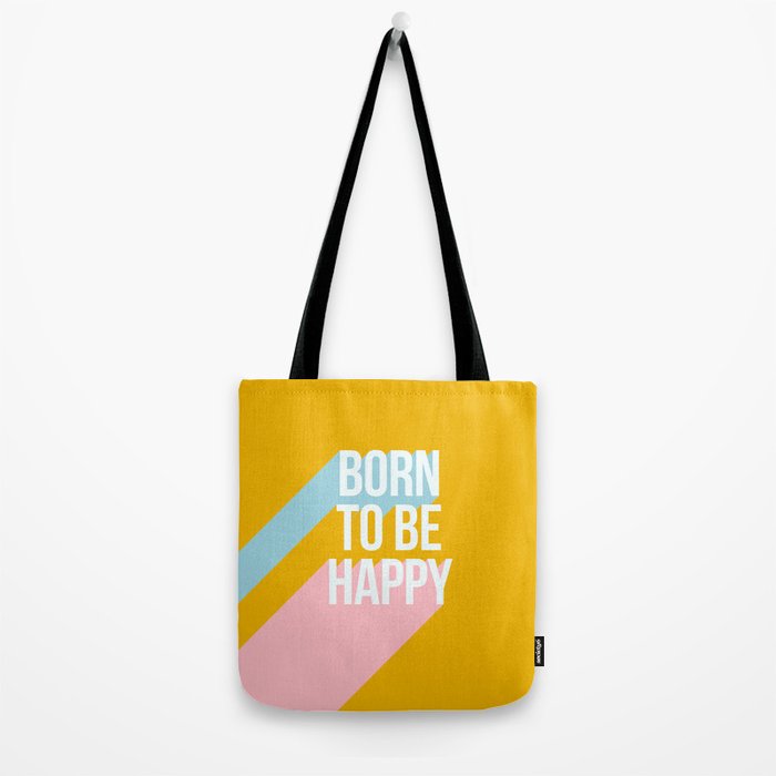 Born to be Happy - Positive Retro Typography  Tote Bag Gallery Image 2