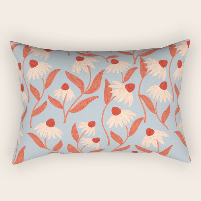 Blue Vase of Daisies Rectangular Pillow Gallery Image 2