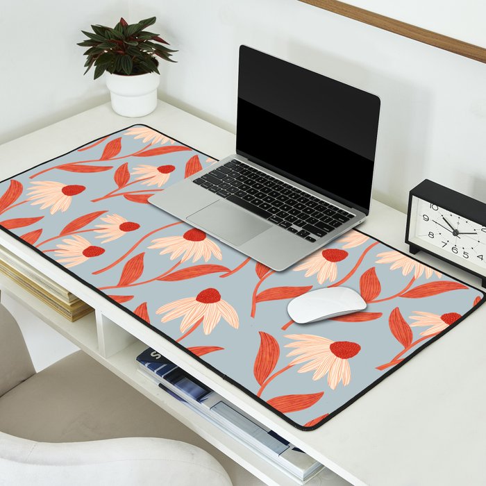 Blue Vase of Daisies Desk Mat Gallery Image 2