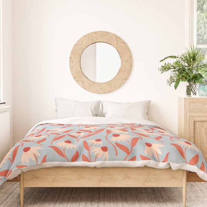 Blue Vase of Daisies Duvet Cover Gallery Image 3