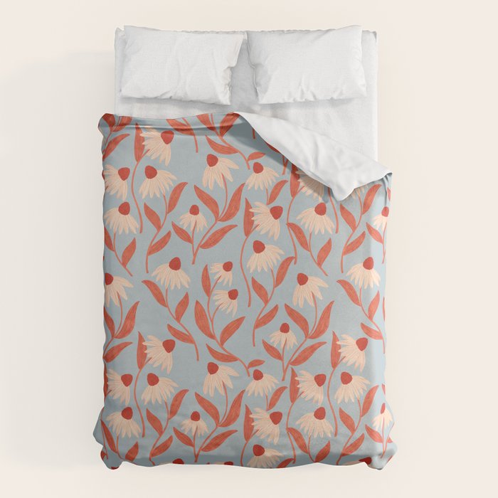 Blue Vase of Daisies Duvet Cover Gallery Image 6