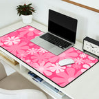 Retro 60s 70s Aesthetic Floral Pattern in Bright Candy Pink Desk Mat Gallery Image 2