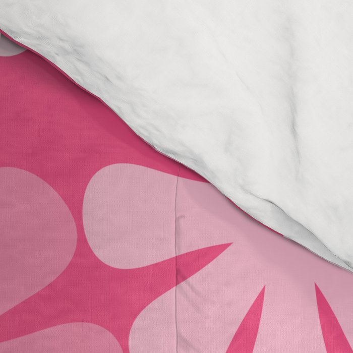 Retro 60s 70s Aesthetic Floral Pattern in Bright Candy Pink Comforter Gallery Image 4