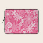 Retro 60s 70s Aesthetic Floral Pattern in Bright Candy Pink Laptop Sleeve Gallery Image 1