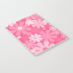 Retro 60s 70s Aesthetic Floral Pattern in Bright Candy Pink Notebook Gallery Image 3