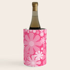 Retro 60s 70s Aesthetic Floral Pattern in Bright Candy Pink Wine Chiller Gallery Image 3