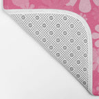 Retro 60s 70s Aesthetic Floral Pattern in Bright Candy Pink Bath Mat Gallery Image 2