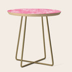 Retro 60s 70s Aesthetic Floral Pattern in Bright Candy Pink Side Table Gallery Image 1