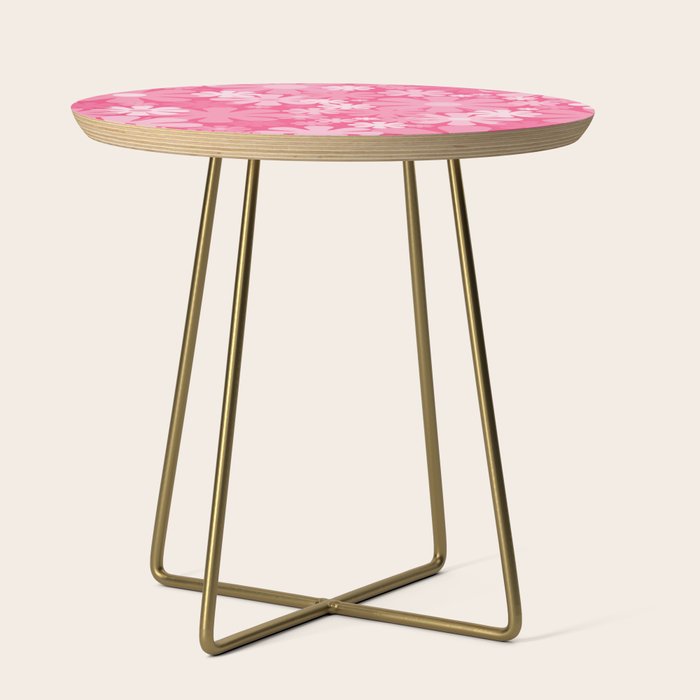 Retro 60s 70s Aesthetic Floral Pattern in Bright Candy Pink Side Table Gallery Image 1