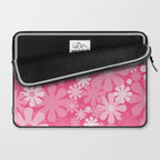 Retro 60s 70s Aesthetic Floral Pattern in Bright Candy Pink Laptop Sleeve Gallery Image 2