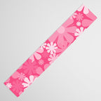 Retro 60s 70s Aesthetic Floral Pattern in Bright Candy Pink Table Runner Gallery Image 3
