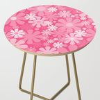 Retro 60s 70s Aesthetic Floral Pattern in Bright Candy Pink Side Table Gallery Image 2