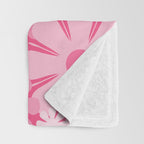 Retro 60s 70s Aesthetic Floral Pattern in Bright Candy Pink Throw Blanket Gallery Image 3