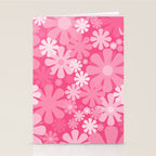Retro 60s 70s Aesthetic Floral Pattern in Bright Candy Pink Stationery Card Gallery Image 2