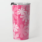 Retro 60s 70s Aesthetic Floral Pattern in Bright Candy Pink Travel Mug Gallery Image 3