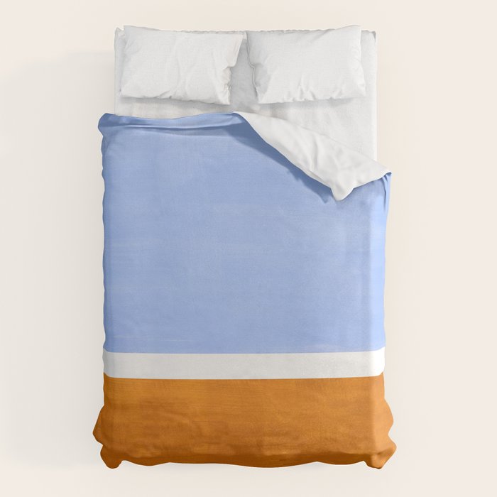 Pastel Royal Blue Yellow ochre Mid Century Modern Abstract Minimalist Rothko Color Field Squares Duvet Cover Gallery Image 6