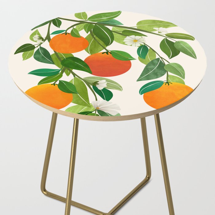 Oranges and Blossoms Tropical Fruit Painting Side Table Gallery Image 2