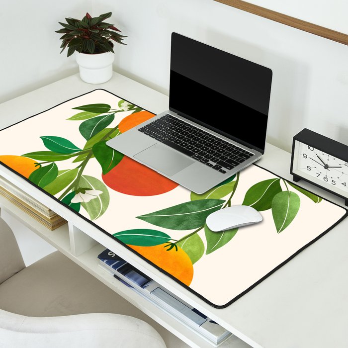 Oranges and Blossoms Tropical Fruit Painting Desk Mat Gallery Image 2