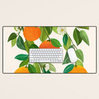 Oranges and Blossoms Tropical Fruit Painting Desk Mat Gallery Image 1