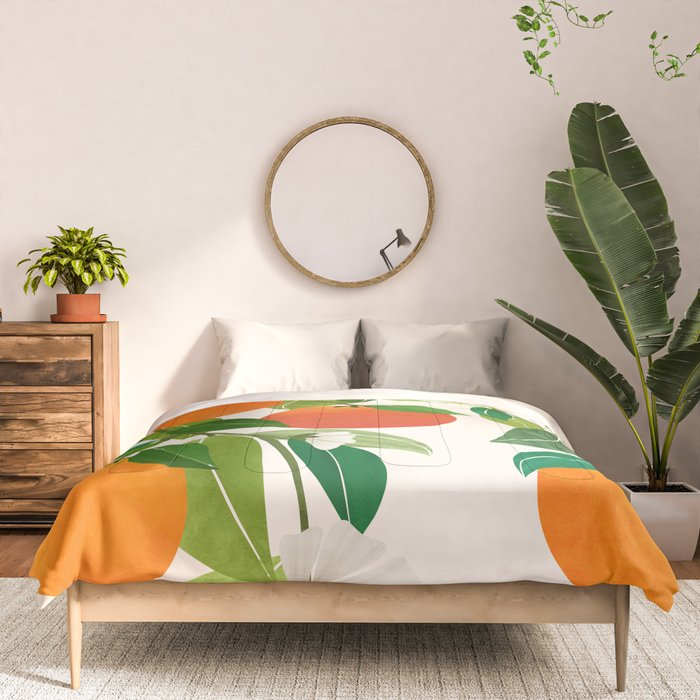 Oranges and Blossoms Tropical Fruit Painting Comforter Gallery Image 3