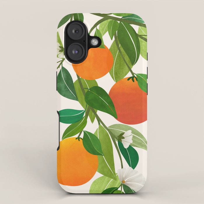 Oranges and Blossoms Tropical Fruit Painting iPhone Case Gallery Image 1
