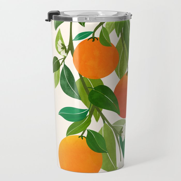 Oranges and Blossoms Tropical Fruit Painting Travel Mug Gallery Image 3
