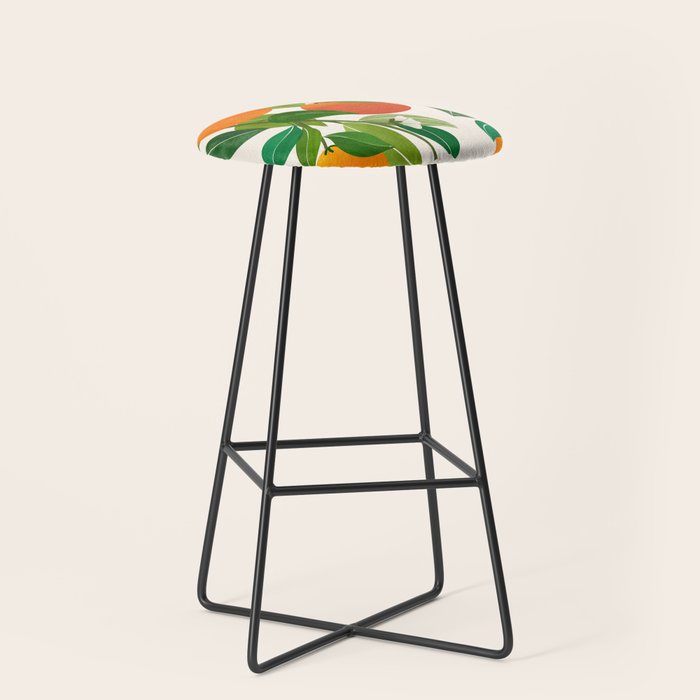 Oranges and Blossoms Tropical Fruit Painting Stool Gallery Image 1