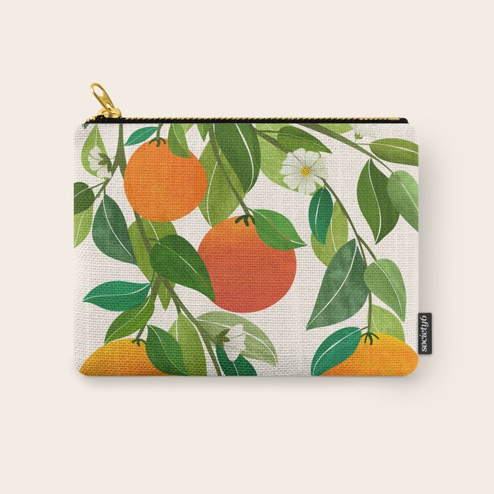 Oranges and Blossoms Tropical Fruit Painting Carry All Pouch Gallery Image 1