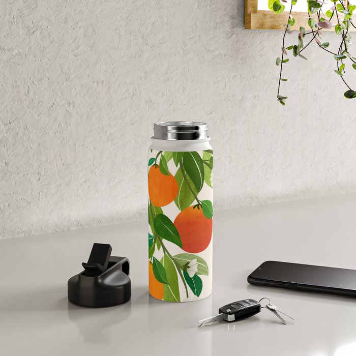 Oranges and Blossoms Tropical Fruit Painting Water Bottle Gallery Image 4